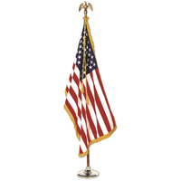 Adj. Pole Presidential U.S. Flag Indoor Set Pole Hem and Fringe