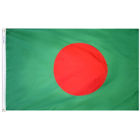3x5 ft. Nylon Bangladesh Flag Pole Hem Plain