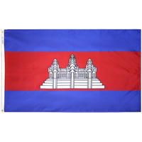 3x5 ft. Nylon Cambodia Flag Pole Hem Plain