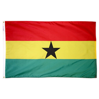 2x3 ft. Nylon Ghana Flag with Heading and Grommets