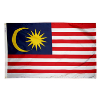 2x3 ft. Nylon Malaysia Flag Pole Hem Plain