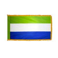 2x3 ft. Nylon Sierra Leone Flag Pole Hem and Fringe