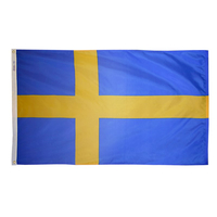 2x3 ft. Nylon Sweden Flag with Heading and Grommets
