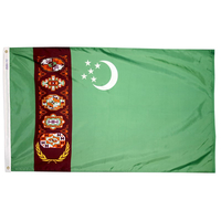3x5 ft. Nylon Turkmenistan Flag Pole Hem Plain
