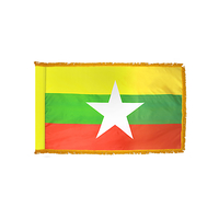2x3 ft. Nylon Myanmar (Burma) Flag Pole Hem and Fringe