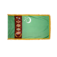 2x3 ft. Nylon Turkmenistan Flag Pole Hem and Fringe