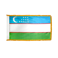 2x3 ft. Nylon Uzbekistan Flag Pole Hem and Fringe