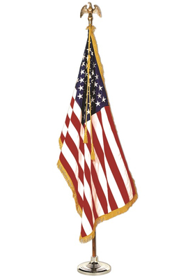 8ft. U.S. Flag Indoor Display Set with Wood Pole and Fringed Flag
