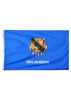 5x8 ft. Nylon Oklahoma Flag with Heading and Grommets
