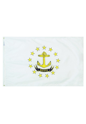 5x8 ft. Nylon Rhode Island Flag with Heading and Grommets