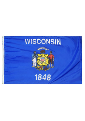 4x6 ft. Nylon Wisconsin Flag with Heading and Grommets