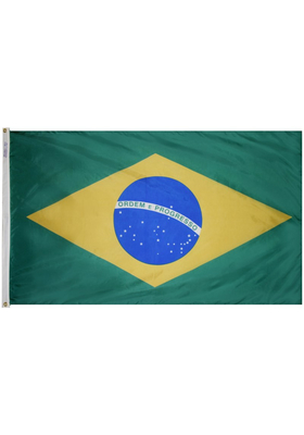 3x5 ft. Nylon Brazil Flag Pole Hem Plain