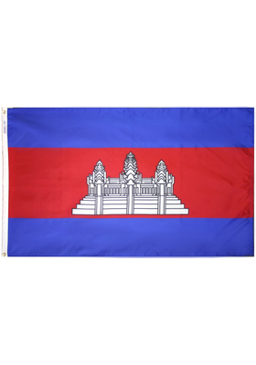 3x5 ft. Nylon Cambodia Flag Pole Hem Plain