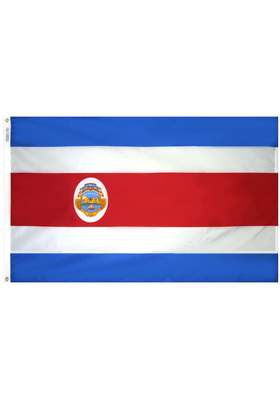 3x5 ft. Nylon Costa Rica Flag Pole Hem Plain