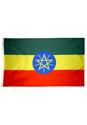 3x5 ft. Nylon Ethiopia Flag Pole Hem Plain