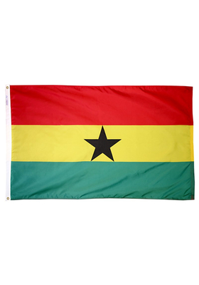 2x3 ft. Nylon Ghana Flag with Heading and Grommets