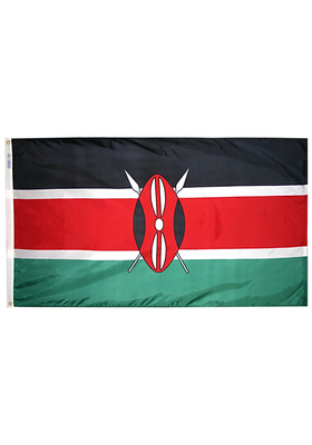 3x5 ft. Nylon Kenya Flag with Heading and Grommets