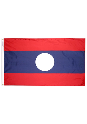 5x8 ft. Nylon Laos Flag with Heading and Grommets