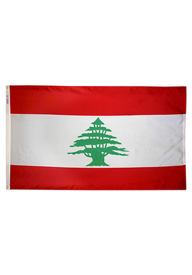 3x5 ft. Nylon Lebanon Flag Pole Hem Plain