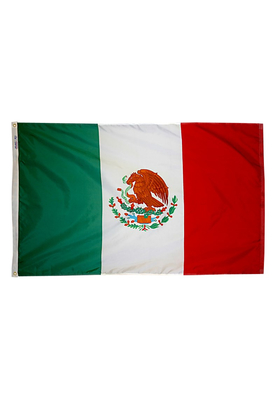 4x6 ft. Nylon Mexico Flag Pole Hem Plain