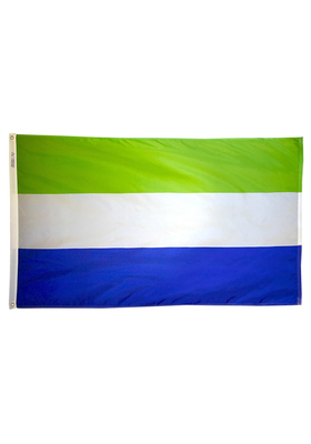 3x5 ft. Nylon Sierra Leone Flag Pole Hem Plain