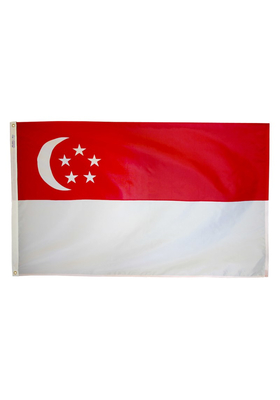 3x5 ft. Nylon Singapore Flag with Heading and Grommets