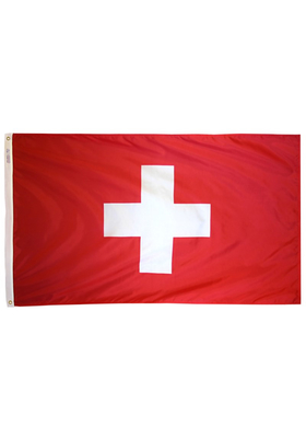 3x5 ft. Nylon Switzerland Flag with Heading and Grommets