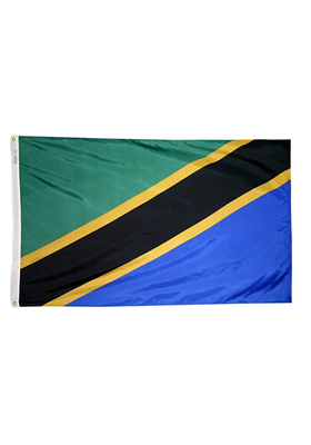 3x5 ft. Nylon Tanzania Flag Pole Hem Plain