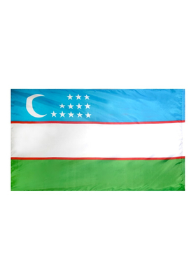 3x5 ft. Nylon Uzbekistan Flag Pole Hem Plain