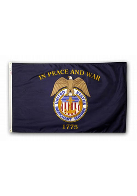 5x8 ft. Nylon Merchant Marine Flag with Heading and Grommets