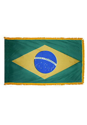 5x8 ft. Nylon Brazil Flag Pole Hem and Fringe