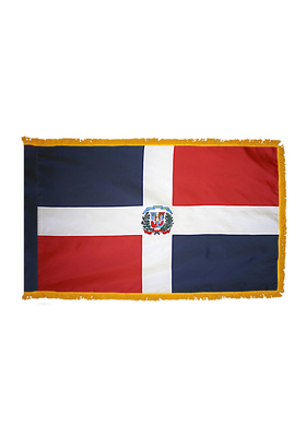 2x3 ft. Nylon Dominican Republic Flag Pole Hem and Fringe