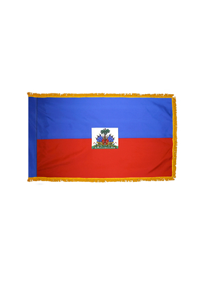 4x6 ft. Nylon Haiti Flag Pole Hem and Fringe