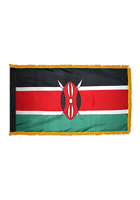 3x5 ft. Nylon Kenya Flag Pole Hem and Fringe