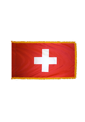 3x5 ft. Nylon Switzerland Flag Pole Hem and Fringe