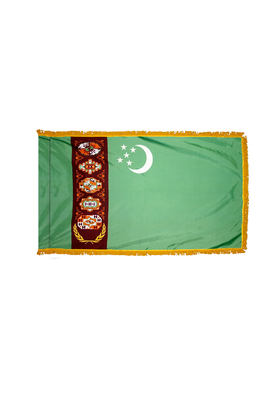 2x3 ft. Nylon Turkmenistan Flag Pole Hem and Fringe