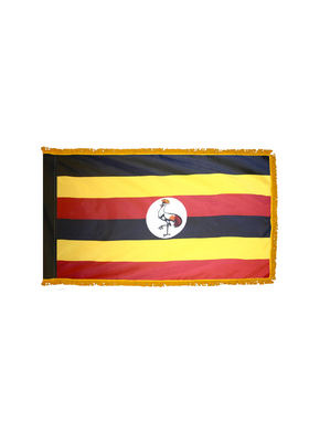 2x3 ft. Nylon Uganda Flag Pole Hem and Fringe