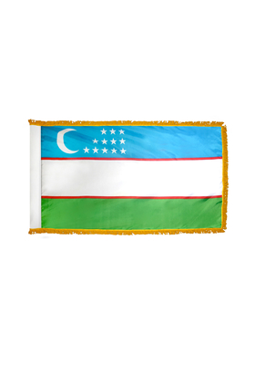 2x3 ft. Nylon Uzbekistan Flag Pole Hem and Fringe